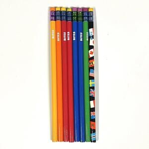 Vintage Rites Wood Pencil Lot Of 8 Solid Colorful Flags Not Sharpened